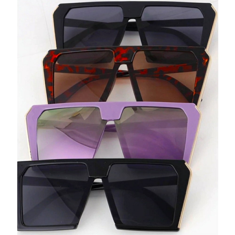 Black Square Shades with Gold Trim (ONE PAIR)